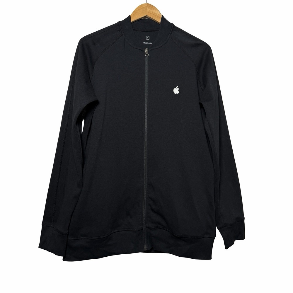 Apple Employee Full Zip Sweatshirt Jacket Black Made In USA Adult Large Logo